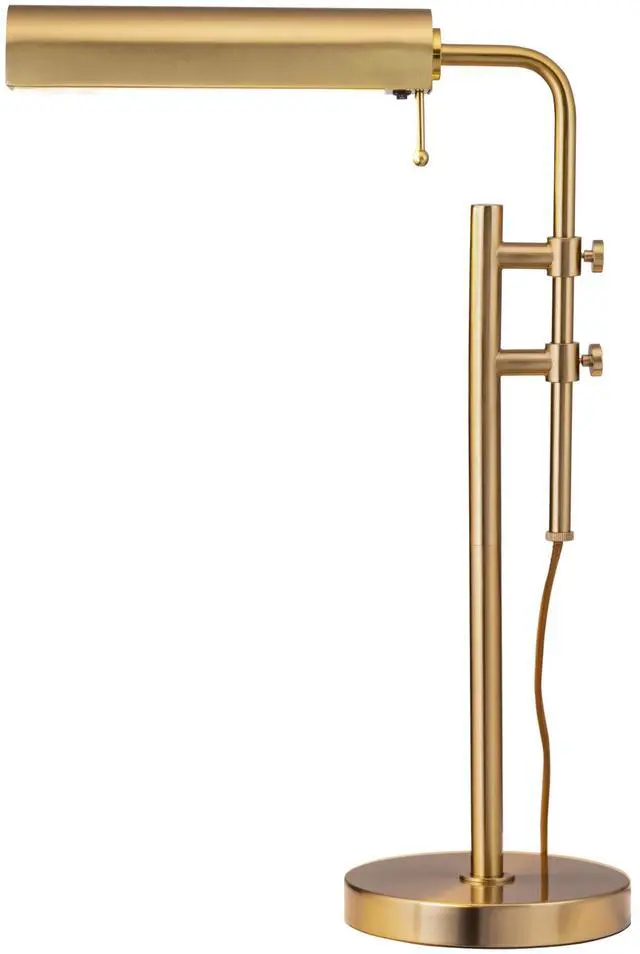 Main image of Aurora LED Pharmacy Desk Lamp - Swing Arm, Industrial Design for Reading, Crafting, Work,10W LED, Adjustable Height 18.5-24.5 inches - Ideal for Living Room, Bedside, Office, Antique Brass