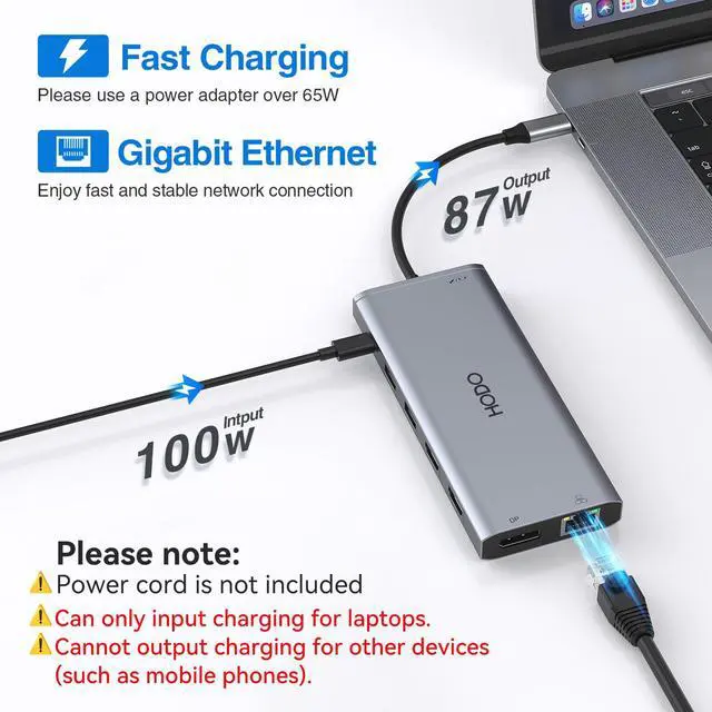 Alt view image 6 of 7 - USB C Docking Station Dual Monitor HDMI for Dell HP, Laptop Docking Station 3 Monitors Triple Display USB C Hub Dock to 2 HDMI 4K,DP,Ethernet,6 USB,PD,SD/TF, Audio, USB C Adapter 14 in 1 for Lenovo