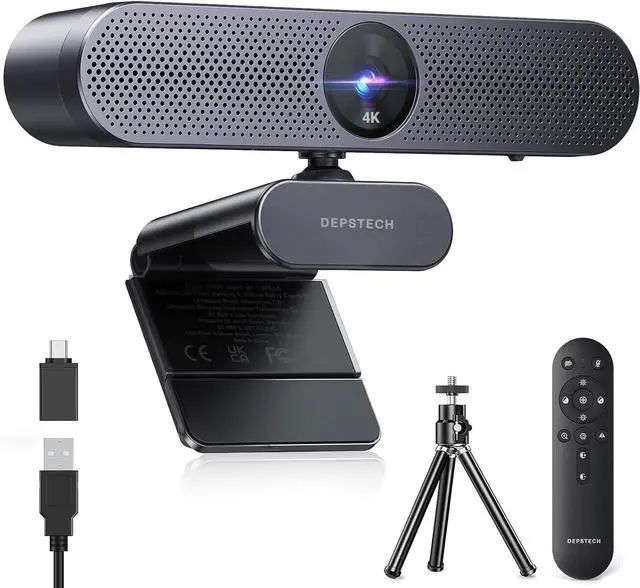 Main image of 4K Webcam for PC, UHD Webcam with Remote and Zoom, Sony Sensor, Dual Noise-Cancelling Mics, Autofocus, Privacy Cover, Computer Camera for Desktop/Laptop, Works with Zoom/Teams/OBS/Google