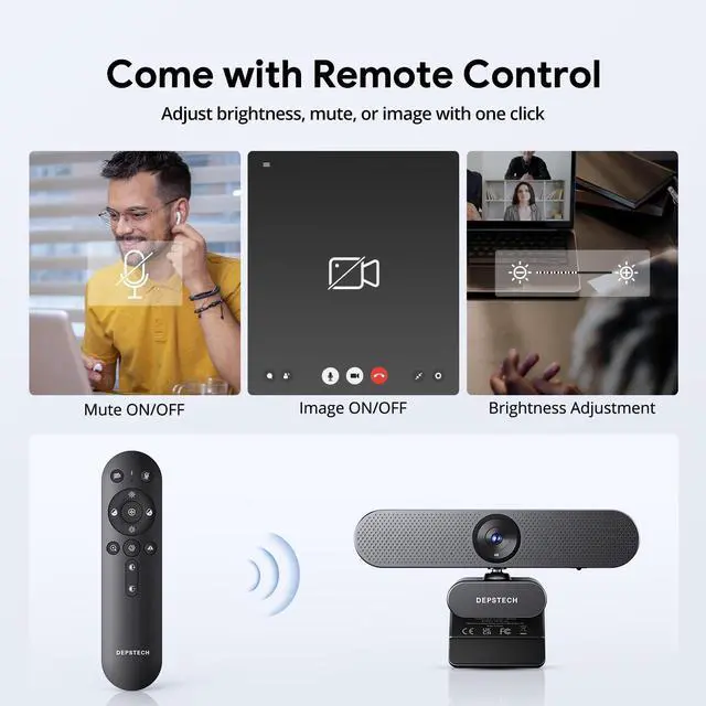 Alt view image 3 of 7 - 4K Webcam for PC, UHD Webcam with Remote and Zoom, Sony Sensor, Dual Noise-Cancelling Mics, Autofocus, Privacy Cover, Computer Camera for Desktop/Laptop, Works with Zoom/Teams/OBS/Google