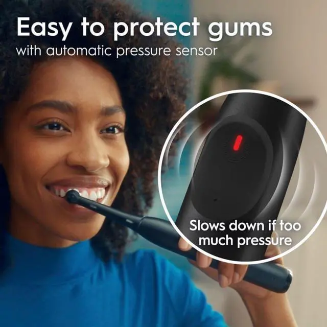 Alt view image 6 of 7 - iO Series 2 Rechargeable Electric Powered Toothbrush Starter Kit, Night Black with 2 Brush Heads - Automatic Pressure Sensor to Protect Gums - 3 Modes - 2 Min Timer