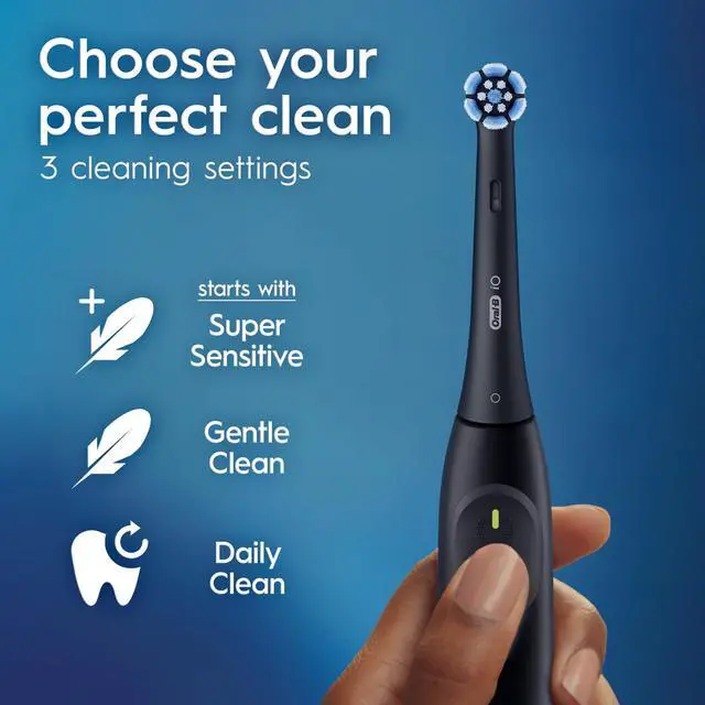 Alt view image 5 of 7 - iO Series 2 Rechargeable Electric Powered Toothbrush Starter Kit, Night Black with 2 Brush Heads - Automatic Pressure Sensor to Protect Gums - 3 Modes - 2 Min Timer