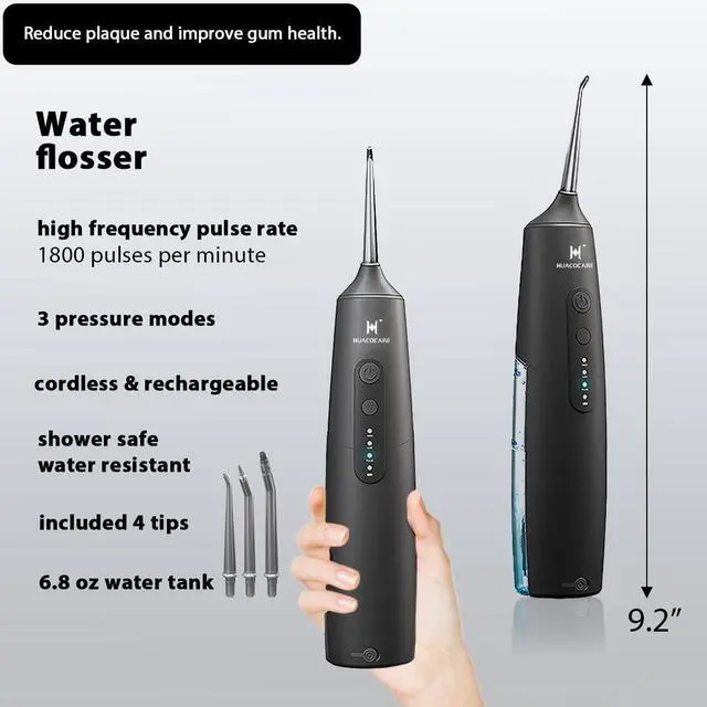 Alt view image 3 of 7 - 2-1 Oral Clean Kit- Water Dental flosser & Electric Toothbrush Combo- Brushing & Flossing- for Teeth Cleaning and Gum Health (Black)