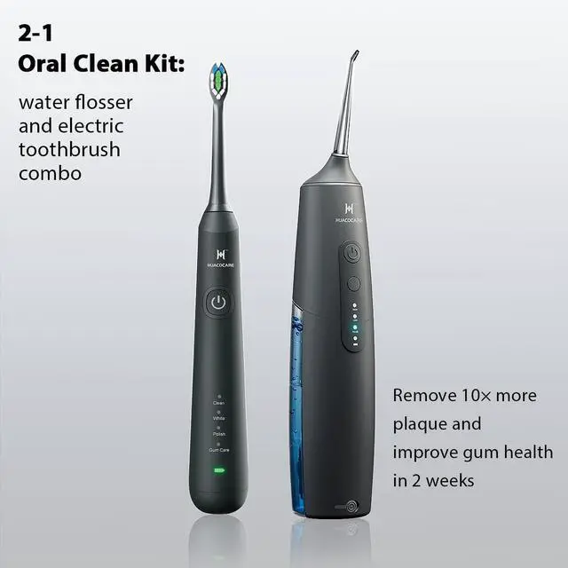 Alt view image 2 of 7 - 2-1 Oral Clean Kit- Water Dental flosser & Electric Toothbrush Combo- Brushing & Flossing- for Teeth Cleaning and Gum Health (Black)