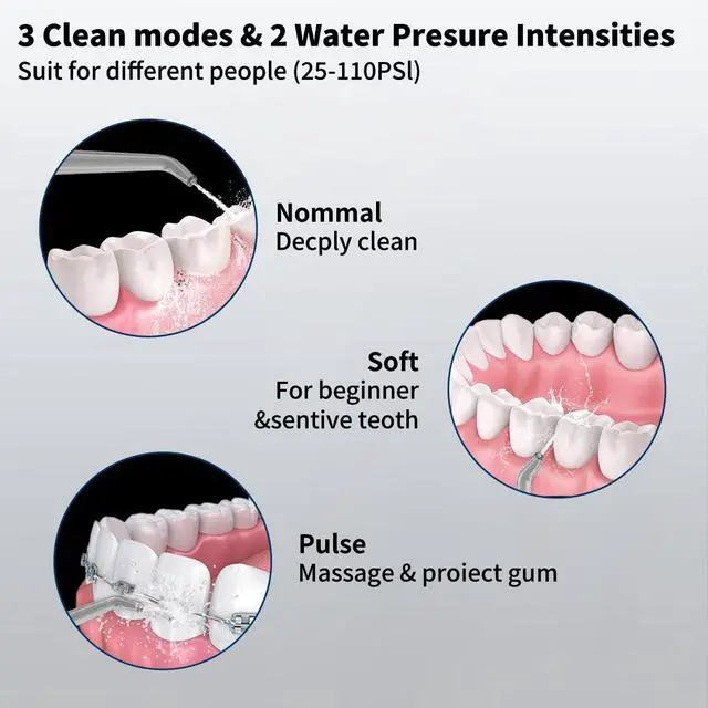 Alt view image 5 of 7 - 2-1 Oral Clean Kit- Water Dental flosser & Electric Toothbrush Combo- Brushing & Flossing- for Teeth Cleaning and Gum Health (Black)