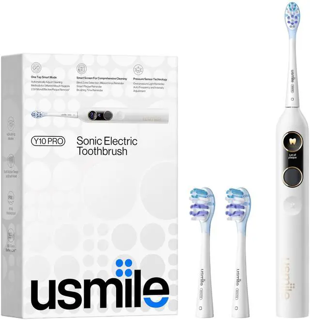 Main image of Y10 PRO Rechargeable Electric Toothbrush with Smart Display, Missed Spot Detection, Pressure Sensor, 180-Day Battery Life, IPX8 Waterproof, Travel-Friendly with 2 Brush Heads