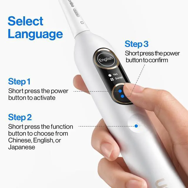 Alt view image 7 of 7 - Y10 PRO Rechargeable Electric Toothbrush with Smart Display, Missed Spot Detection, Pressure Sensor, 180-Day Battery Life, IPX8 Waterproof, Travel-Friendly with 2 Brush Heads