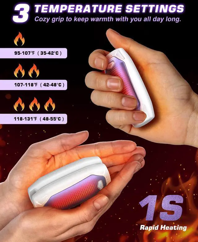 Alt view image 4 of 7 - Hand Warmers Rechargeable - 2 Pack 14000mAh AI Electric Hand Warmers with Charging Case, Magnetic 2 in 1 Pocket Handwarmers, Portable Heater Gifts for Women/Men/Christmas/Golf/Camping/Hunting