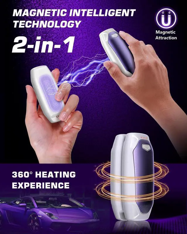 Alt view image 3 of 7 - Hand Warmers Rechargeable - 2 Pack 14000mAh AI Electric Hand Warmers with Charging Case, Magnetic 2 in 1 Pocket Handwarmers, Portable Heater Gifts for Women/Men/Christmas/Golf/Camping/Hunting