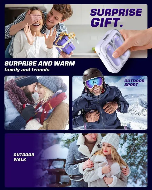 Alt view image 7 of 7 - Hand Warmers Rechargeable - 2 Pack 14000mAh AI Electric Hand Warmers with Charging Case, Magnetic 2 in 1 Pocket Handwarmers, Portable Heater Gifts for Women/Men/Christmas/Golf/Camping/Hunting