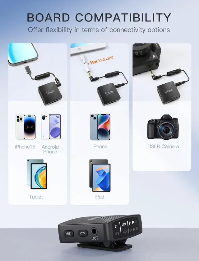 Alt view image 7 of 7 - Wireless Lavalier Microphone for iPhone/Android/Camera, 2 Pack Cordless Lapel Mic System for Vlog Recording Video YouTube/TikTok Interview, Condenser Clip-On Microphone with Charging Case-M9