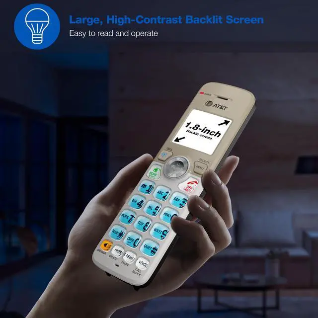 Alt view image 6 of 7 - DL72219 DECT 6.0 2-Handset Cordless Phone for Home with Connect to Cell, Call Blocking, 1.8" Backlit Screen, Big Buttons, intercom, and Unsurpassed Range