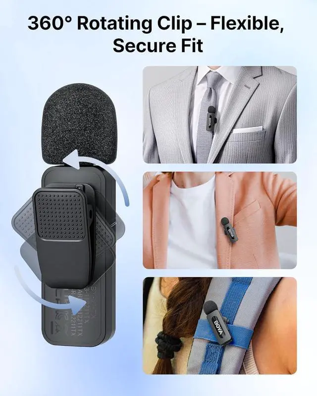 Alt view image 7 of 7 - V3 Combo Wireless Microphone for iPhone/Andriod/PC/Laptop with USB-C/Lightning Port, 36H Battery Life with Charging Case, Noise Canceling Lapel Microphone Wireless Mini Mic for Video Recording