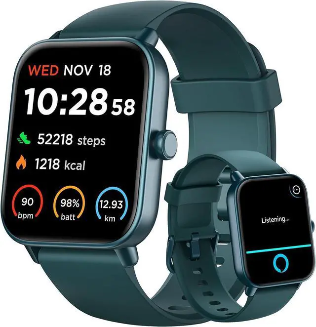 Smart Watch for Women Android iPhone, Alexa Built-in, 1.8" Smartwatch with Heart Rate/SpO2/Sleep Monitor, IP68 Waterproof Activity Fitness Tracker with Bluetooth Call, 100+ Sport Mode, DarkGreen