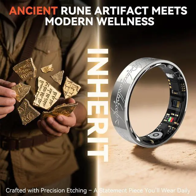 Alt view image 4 of 7 - Ultra Smart Ring for Women Men,Health Fitness Tracker with Sleep/Blood Pressure/Oxygen Monitoring, Heart Rate & Activity Tracking,IP68 Waterproof, 5+Day Battery,No Subscription Fee 1-Silver 10