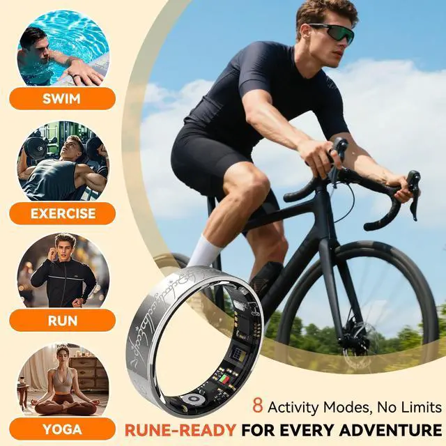 Alt view image 6 of 7 - Ultra Smart Ring for Women Men,Health Fitness Tracker with Sleep/Blood Pressure/Oxygen Monitoring, Heart Rate & Activity Tracking,IP68 Waterproof, 5+Day Battery,No Subscription Fee 1-Silver 10