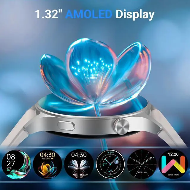 Alt view image 2 of 7 - Smart Watch for Men Women,1.3" AMOLED Touchscreen Fitness Tracker, Make/Answer Calls, Heart Rate SpO2 Monitor, IP68 Waterproof, Sleep & Activity Tracking Smartwatch for Android Phones iPhone