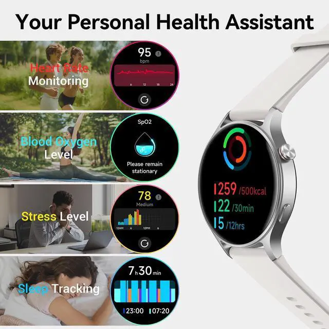 Alt view image 4 of 7 - Smart Watch for Men Women,1.3" AMOLED Touchscreen Fitness Tracker, Make/Answer Calls, Heart Rate SpO2 Monitor, IP68 Waterproof, Sleep & Activity Tracking Smartwatch for Android Phones iPhone