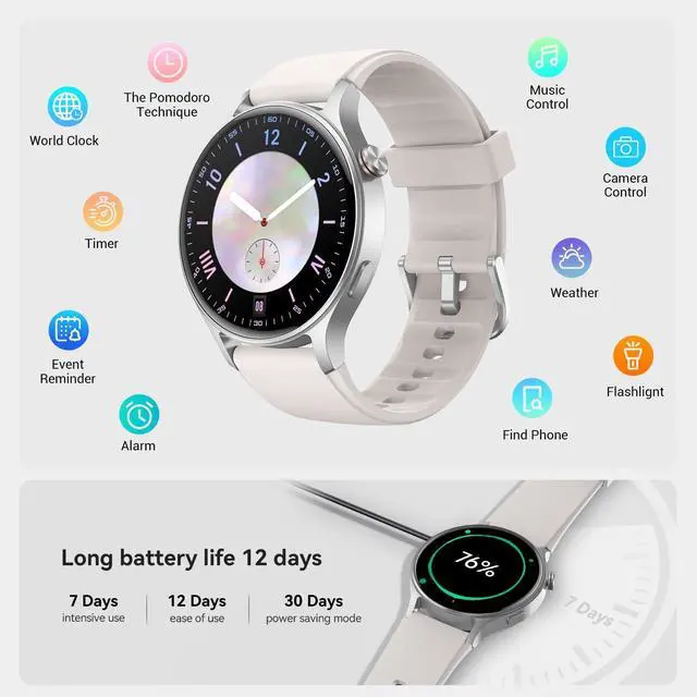 Alt view image 7 of 7 - Smart Watch for Men Women,1.3" AMOLED Touchscreen Fitness Tracker, Make/Answer Calls, Heart Rate SpO2 Monitor, IP68 Waterproof, Sleep & Activity Tracking Smartwatch for Android Phones iPhone