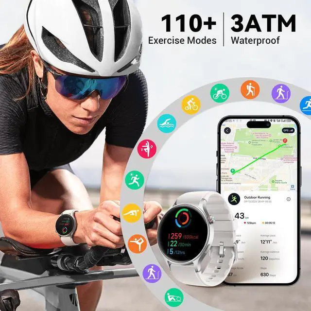 Alt view image 6 of 7 - Smart Watch for Men Women,1.3" AMOLED Touchscreen Fitness Tracker, Make/Answer Calls, Heart Rate SpO2 Monitor, IP68 Waterproof, Sleep & Activity Tracking Smartwatch for Android Phones iPhone