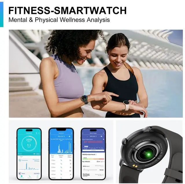 Alt view image 3 of 7 - Smart Watch, 1.43'' AMOLED Smart Watches for Men Women (Answer/Make Call), Fitness Tracker with Heart Rate/Sleep Monitor, IP68 Waterproof Activity Tracker, Pedometer for Android iOS