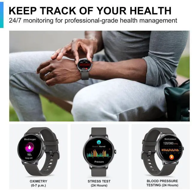 Alt view image 4 of 7 - Smart Watch, 1.43'' AMOLED Smart Watches for Men Women (Answer/Make Call), Fitness Tracker with Heart Rate/Sleep Monitor, IP68 Waterproof Activity Tracker, Pedometer for Android iOS