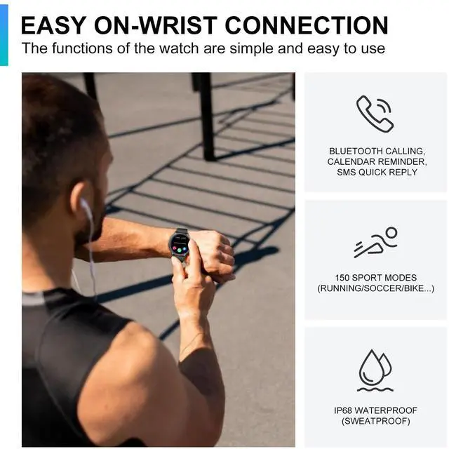 Alt view image 6 of 7 - Smart Watch, 1.43'' AMOLED Smart Watches for Men Women (Answer/Make Call), Fitness Tracker with Heart Rate/Sleep Monitor, IP68 Waterproof Activity Tracker, Pedometer for Android iOS