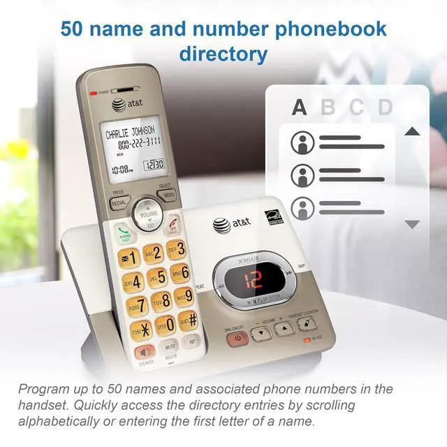 Alt view image 3 of 7 - EL52313 3-Handset Cordless Phone with Answering System & Extra-large Backlit Keys, Light champagne, 3 Handsets