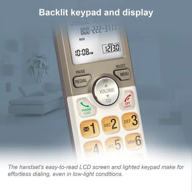 Alt view image 4 of 7 - EL52313 3-Handset Cordless Phone with Answering System & Extra-large Backlit Keys, Light champagne, 3 Handsets