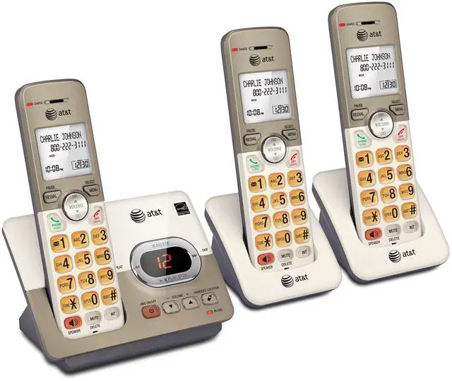 Main image of EL52313 3-Handset Cordless Phone with Answering System & Extra-large Backlit Keys, Light champagne, 3 Handsets