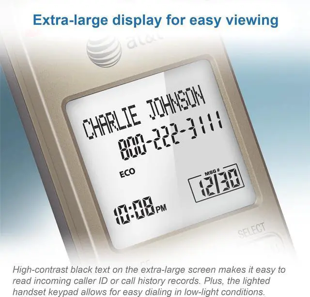 Alt view image 7 of 7 - EL52313 3-Handset Cordless Phone with Answering System & Extra-large Backlit Keys, Light champagne, 3 Handsets