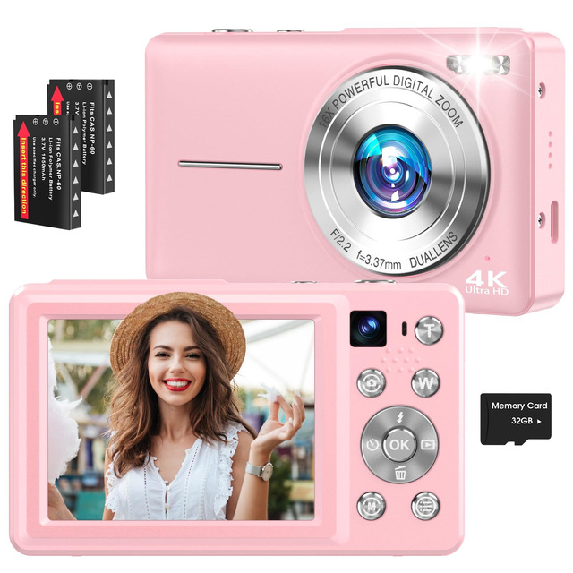 Appareil Photo Numérique 4K 72 MP - Zoom Optique 12x, Flash Xénon, Écran Pivotant 270°, WiFi - Avec Carte SD 64 Go & 2 Batteries