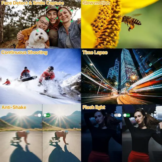 Alt view image 6 of 6 - 4K Digital Camera for Photography Auto-Focus Vlogging Camera for YouTube Video with 3'' 180° Flip Screen 16X Anti-Shake 4K Camera Compact Cameras with SD Card, Flash, 2 Batteries