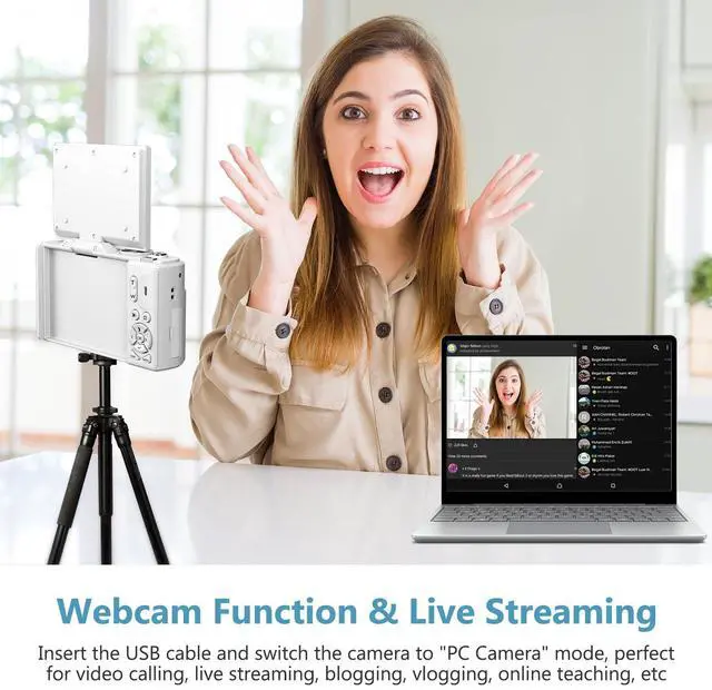 Alt view image 4 of 7 - 4K Digital Camera for Photography, 64MP Vlogging Camera for YouTube with 3" 180° Flip Screen, 18X Digital Zoom Point and Shoot Camara with 32GB Micro SD Card for Beginner (White)