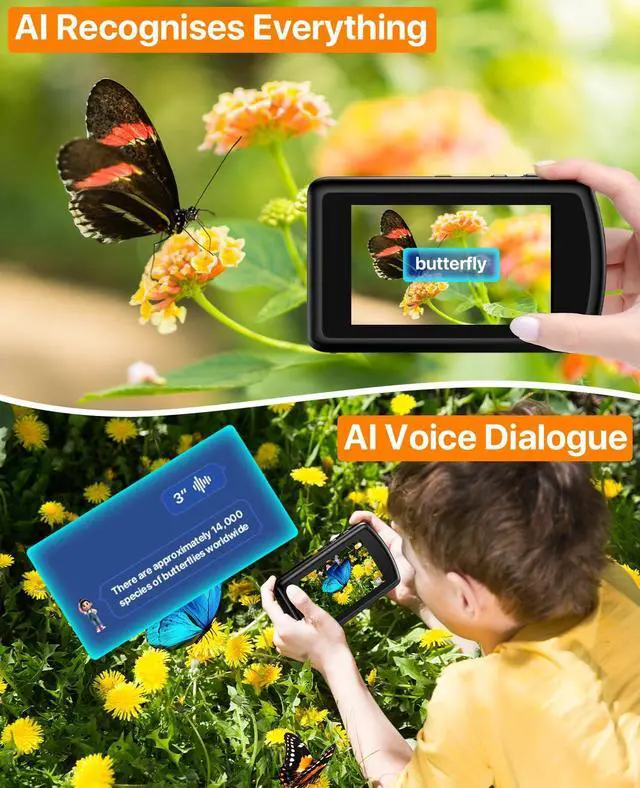 Alt view image 2 of 7 - Digital Camera, Cameras for Photography with WiFi, Vlogging Camera for Kids with Dual Lens 3.6" IPS Touch Screen, Creative Doodle AI Camera Recognizes Everything, with 32 GB Card for Teens, Kids