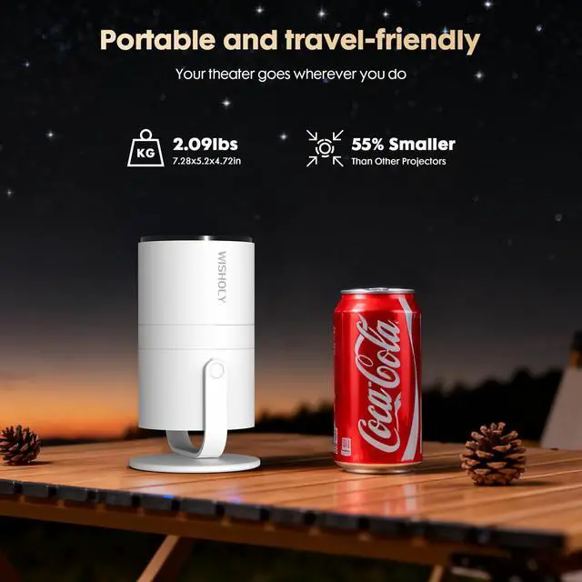 Alt view image 6 of 7 - Mini Projector with Android 12 [Built-in App & Electric Focus] 1080P Support, Portable Movie Projector with WiFi and Bluetooth, 180° Rotatable, Compatible with Smartphone HDMI USB