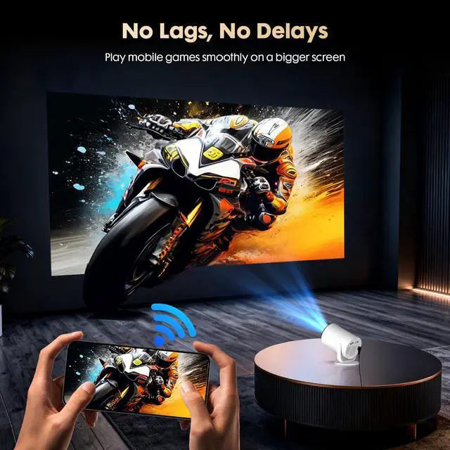 Alt view image 7 of 7 - Mini Projector with Android 12 [Built-in App & Electric Focus] 1080P Support, Portable Movie Projector with WiFi and Bluetooth, 180° Rotatable, Compatible with Smartphone HDMI USB