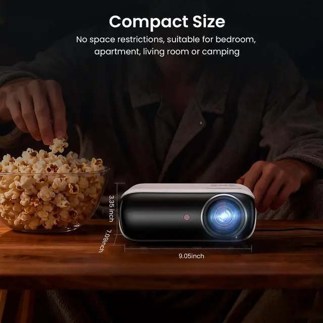 Alt view image 3 of 7 - Native 1080P Bluetooth Mini Projector, Full HD Portable Outdoor Movie Projector with Built-in Speaker, Compatible with Smartphone, HDMI, USB, AV, Fire Stick, PS5 for Home, Bedroom, Outdoor Use