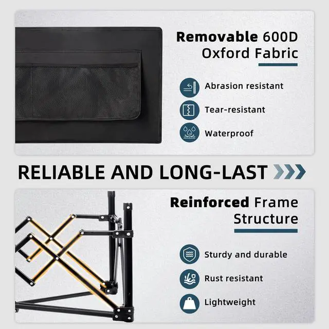 Alt view image 3 of 5 - Collapsible Wagon Carts Foldable 150L & 360LBS Portable Folding Wagons with All-Terrain Wheels & Brakes Heavy Duty Outdoor Utility Cart for Grocery Camping Shopping Sports Garden, Black