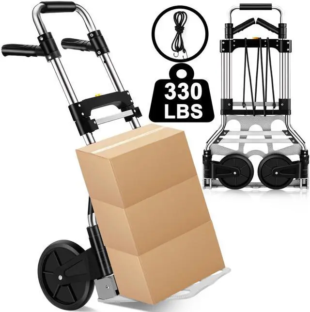 Main image of 330 LB Capacity Folding Hand Truck Dolly Cart, Portable Aluminum Dolly Cart with Telescoping Handle and Rubber Wheels for Moving,Shopping,Travel,Office Use.
