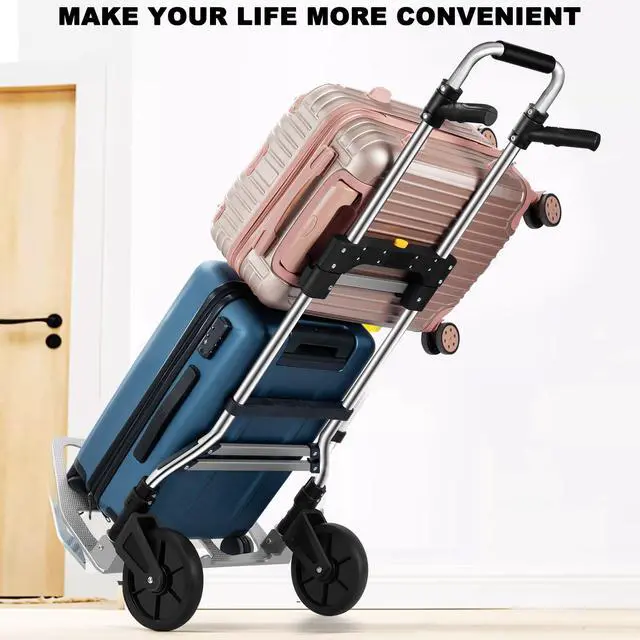 Alt view image 7 of 7 - 330 LB Capacity Folding Hand Truck Dolly Cart, Portable Aluminum Dolly Cart with Telescoping Handle and Rubber Wheels for Moving,Shopping,Travel,Office Use.