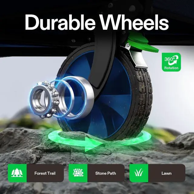 Alt view image 5 of 7 - Collapsible Folding Wagon, 350 lb Load-Bearing Outdoor Utility Cart with Silent Universal Wheels, Cup Holders &Side Pockets, Adjustable Handle, for Camping, Garden, Sports, Picnic, Shopping