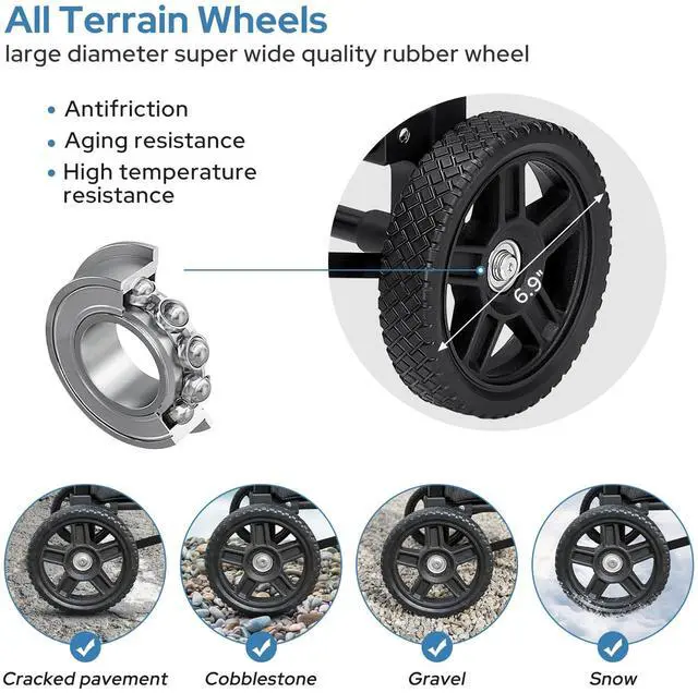 Alt view image 6 of 7 - 2 in 1 Shopping Cart for Groceries, 330 lbs Grocery Cart on Wheels, Foldable Utility Carts with Wheels, Hand Truck with Waterproof Tote Bag for Shopping, School, Laundry, Craft Show, Black