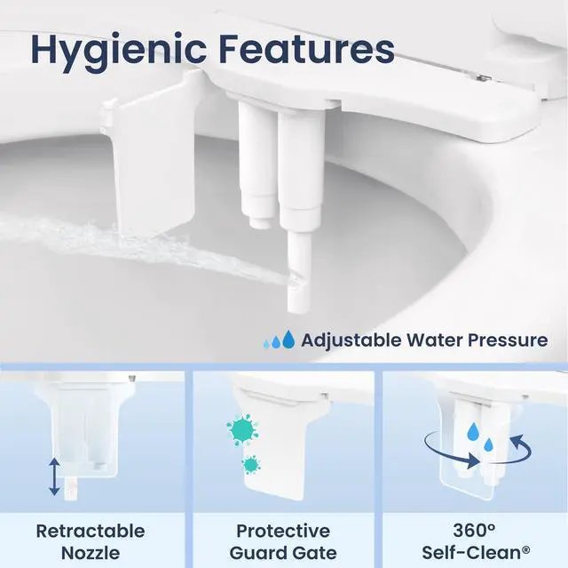 Alt view image 4 of 7 - NEO 320 Plus - Warm Water, Dual Nozzle, Non-Electric Bidet Attachment for Toilet Seat, Patented Slide-In Install, 360° Self-Clean, EZ-Lift to Clean, Feminine & Rear Wash (Chrome)