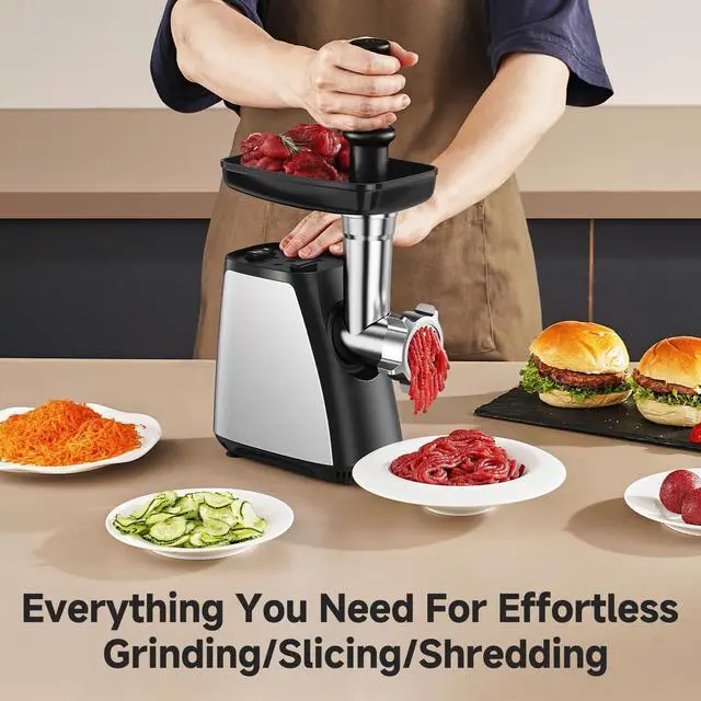 Alt view image 7 of 7 - Meat Grinder, 4-In-1 Meat Grinder Electric [2800W Max] with 3 Slice, Shred Blades,2 Blades,3 Plates,Sausage Stuffer,Kubbe Kit, for Home Kitchen Use, Stainless Steel
