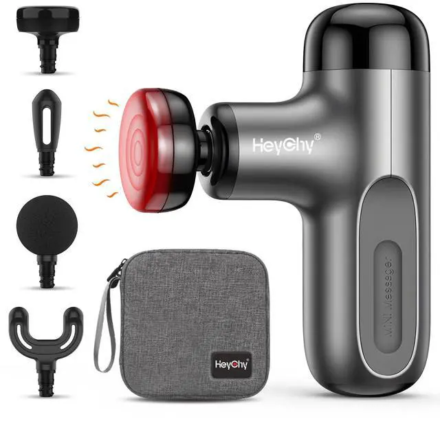 Main image of Mini Massage Gun with Heat, Deep Tissue Massage Gun, Portable Percussion Muscle Massager with 4 Massage Heads for Athletes