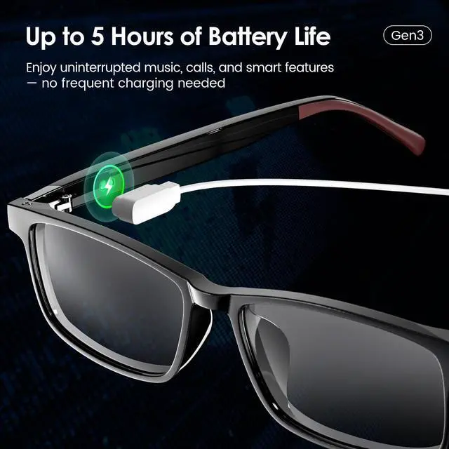 Alt view image 7 of 7 - Gen3 Smart Translation Glasses  Bluetooth Glasses with Dual Temples (Bluetooth+Standard), Real-Time AI Interpreter, Touch Control, Voice Assistant  Lightweight for Travel, Work, Business