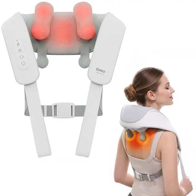 Main image of Cordless Shiatsu Neck and Back Massager with Heat, 10 Mins x 12 Uses, 3 Massage Modes & 2 Intensity Levels, 3D Kneading Deep Tissue for Pain Relief, Voice Prompt & Smart Memory, Relax for Women, Men