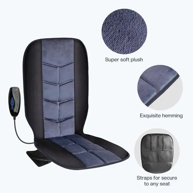 Alt view image 5 of 7 - Massage Chair Pad,Back Massager with Heat,Massage Seat Cushion with 10 Vibration Motors,30-60-90 Minutes Heating Options,Chair Massager for Office Chair, Home Office Use
