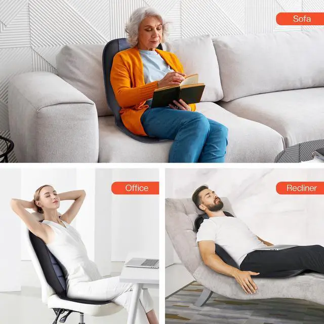 Alt view image 6 of 7 - Massage Chair Pad,Back Massager with Heat,Massage Seat Cushion with 10 Vibration Motors,30-60-90 Minutes Heating Options,Chair Massager for Office Chair, Home Office Use